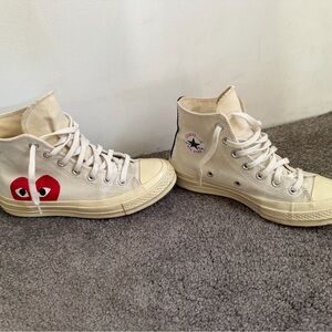 Comme des Garçons PLAY x Converse Cream High-Tops with Red Heart